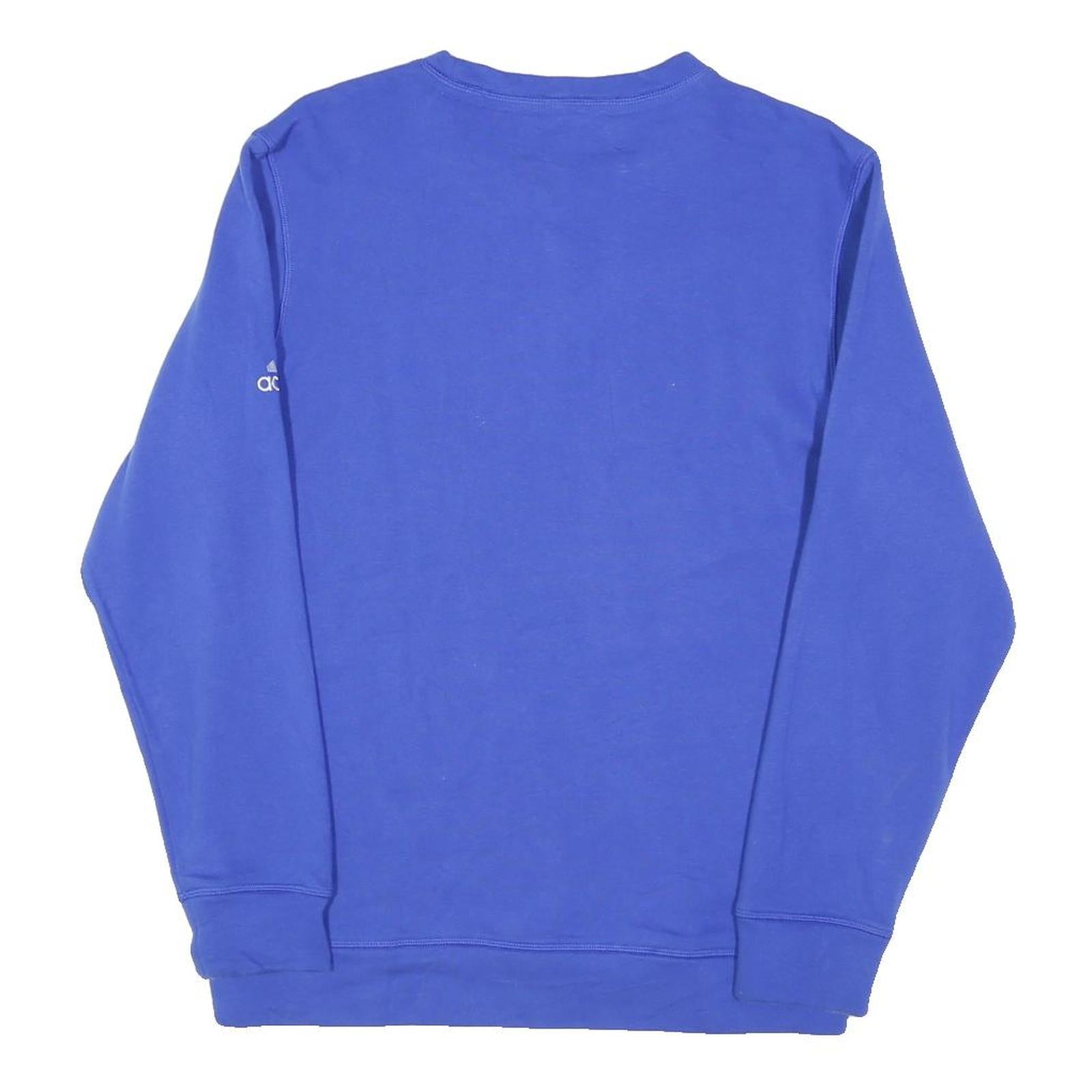 ADIDAS Mens Blue Cotton Blend Crew Neck M Logo Sleeve Sweatshirt Pullover