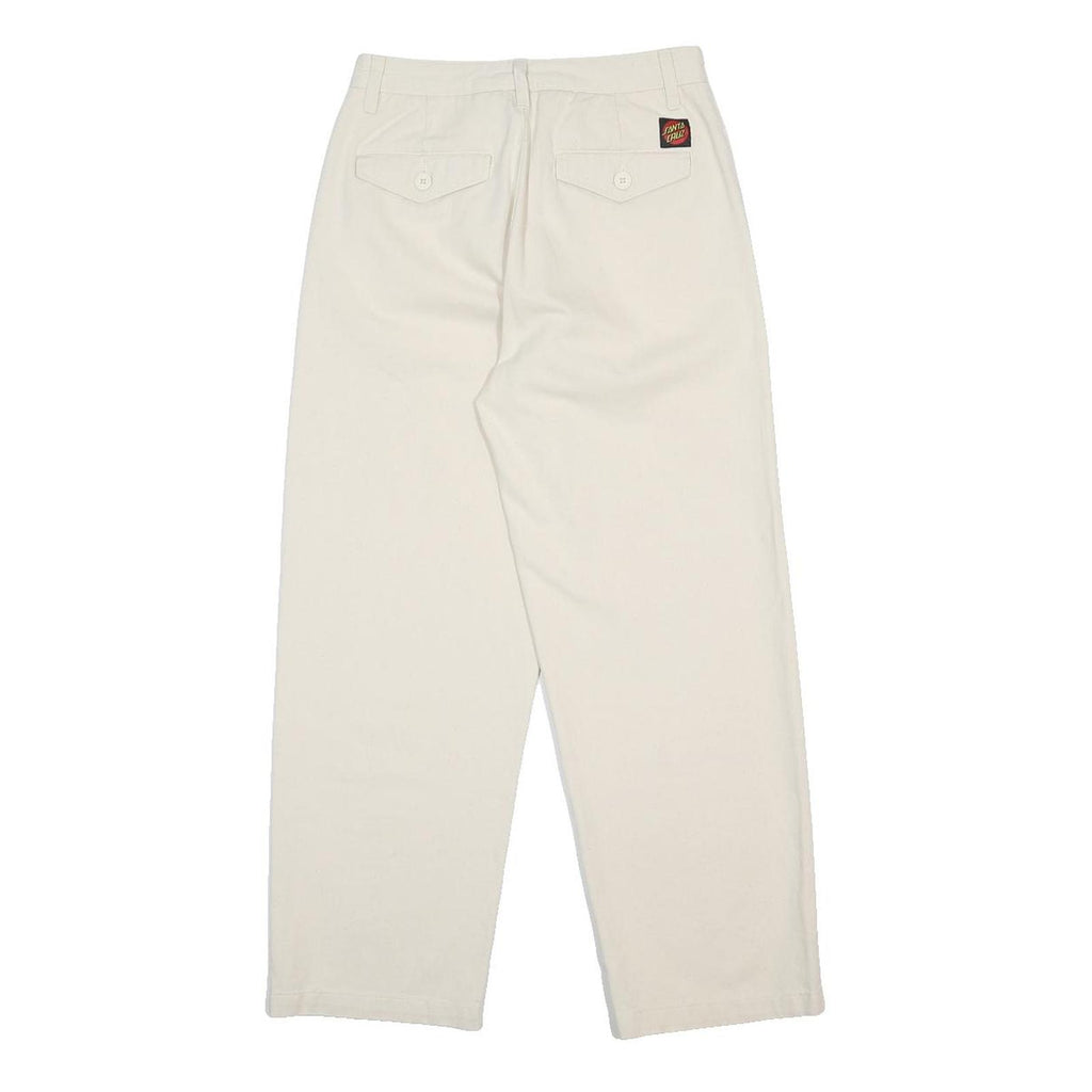 SANTA CRUZ Womens Cotton White Relaxed Straight Trousers W26 L25 Casual Wear