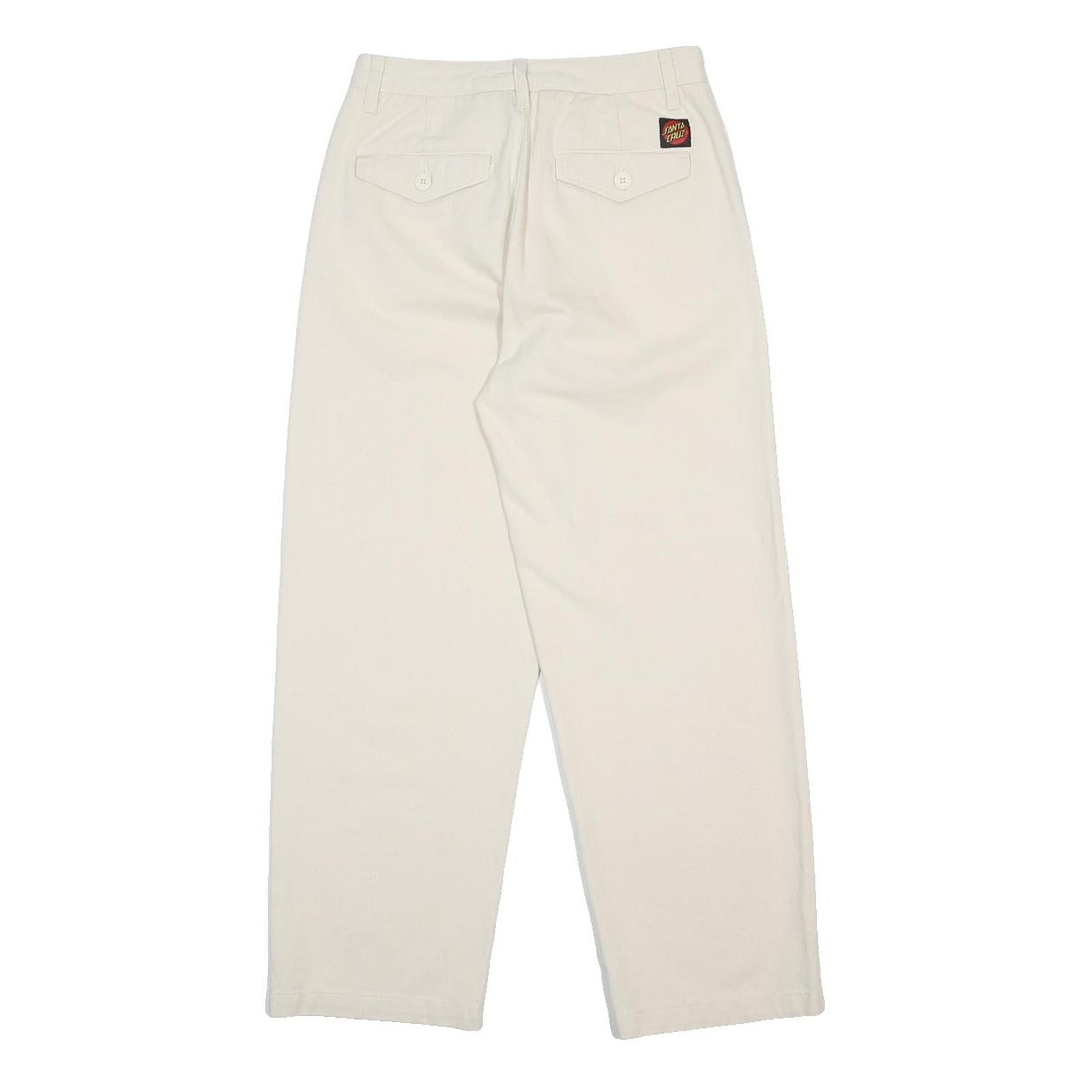 SANTA CRUZ Womens Cotton White Relaxed Straight Trousers W26 L25 Casual Wear