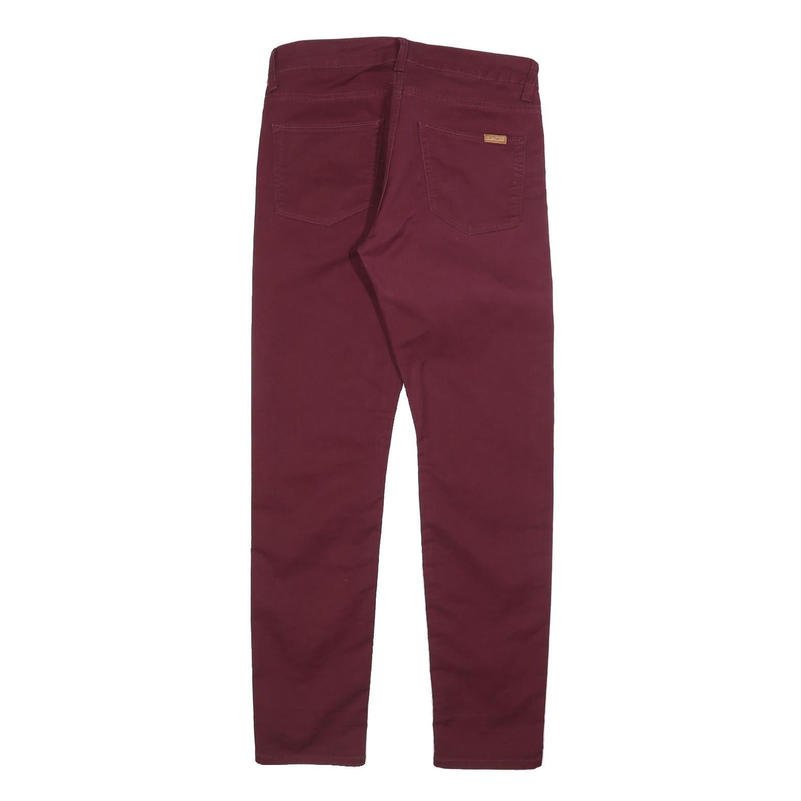 CARHARTT Mens Cotton Blend Burgundy Slim Skinny Trousers W31 L32 Casual Workwear