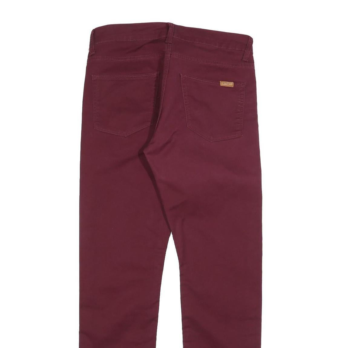CARHARTT Mens Cotton Blend Burgundy Slim Skinny Trousers W31 L32 Casual Workwear