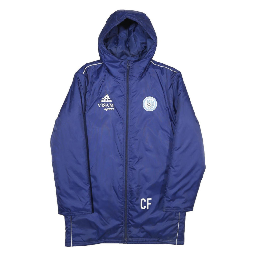 ADIDAS Mens Blue Visam Sport Nylon Zip Up Hooded Jacket S Athletic Plain