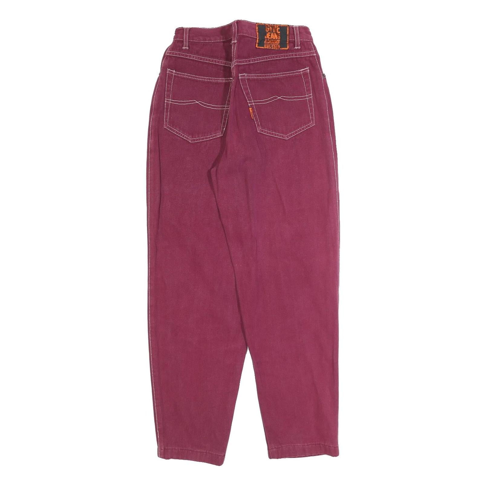 BUS STOP Womens Jeans Red Regular Straight Denim W25 L26 Cotton Blend Zip