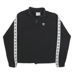 ADIDAS Womens Black & White Logo Tape 1/4 Zip Sweatshirt UK 10 Sportswear