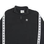 ADIDAS Womens Black & White Logo Tape 1/4 Zip Sweatshirt UK 10 Sportswear