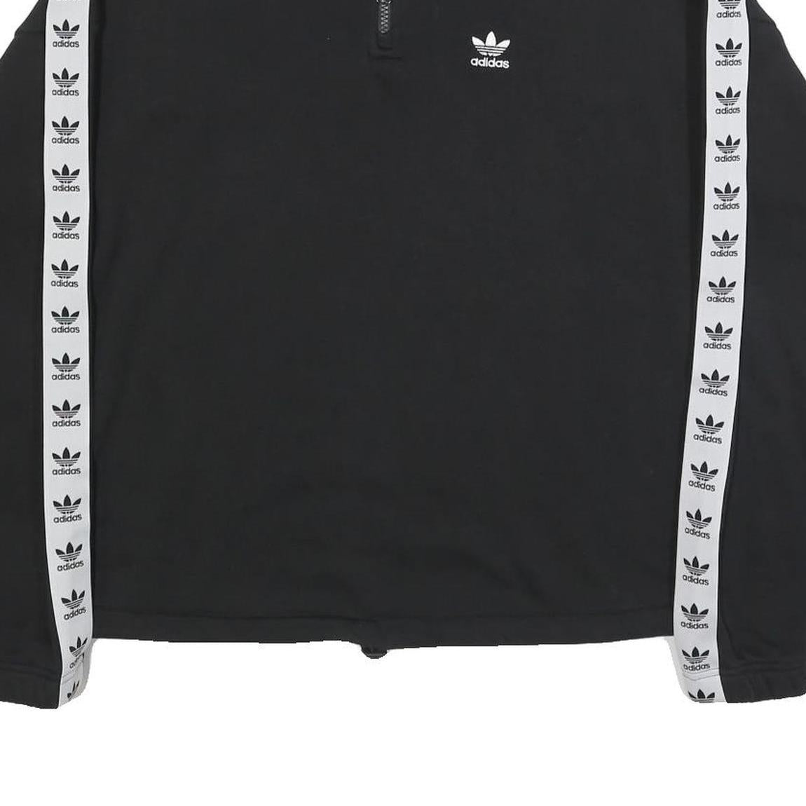 ADIDAS Womens Black & White Logo Tape 1/4 Zip Sweatshirt UK 10 Sportswear