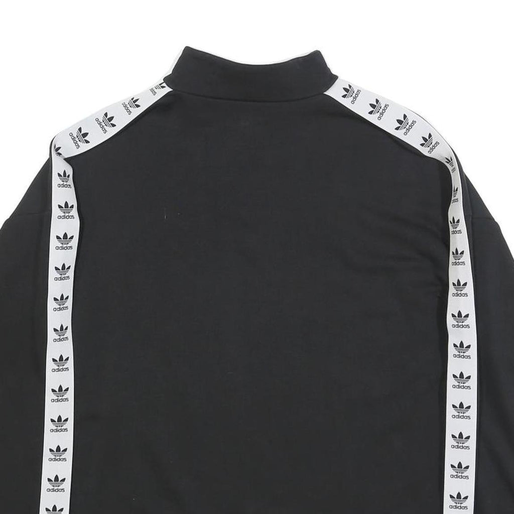ADIDAS Womens Black & White Logo Tape 1/4 Zip Sweatshirt UK 10 Sportswear