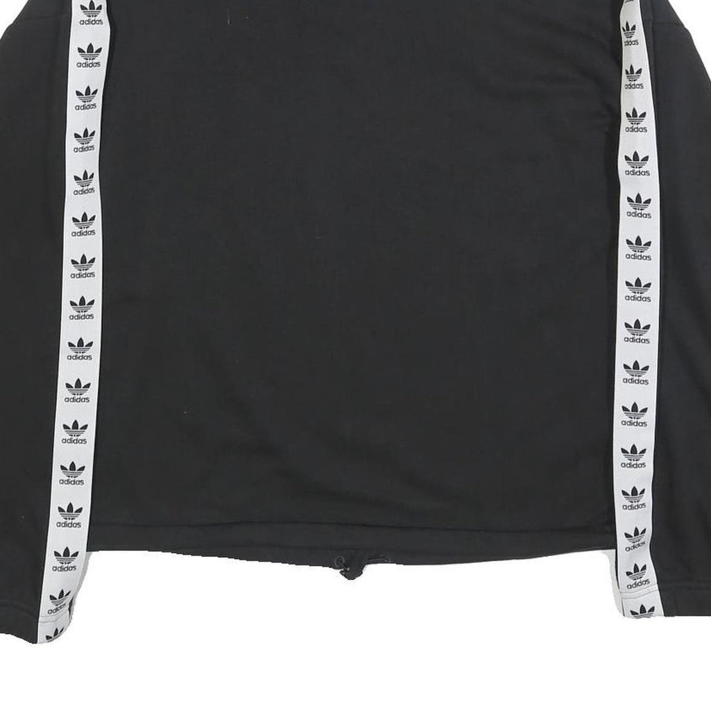 ADIDAS Womens Black & White Logo Tape 1/4 Zip Sweatshirt UK 10 Sportswear