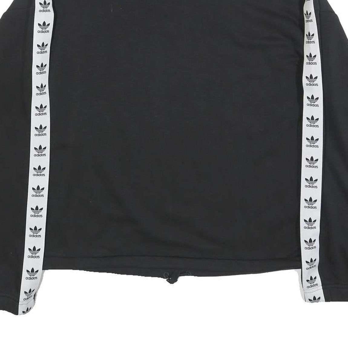 ADIDAS Womens Black & White Logo Tape 1/4 Zip Sweatshirt UK 10 Sportswear