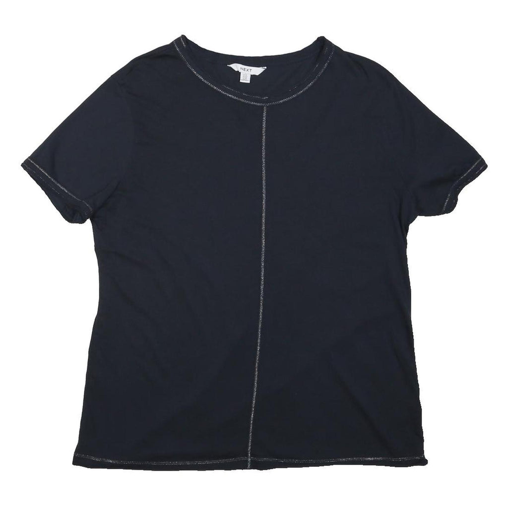 NEXT Womens Black T-Shirt UK 14 Short Sleeve Crew Neck Cotton Blend Casual Top