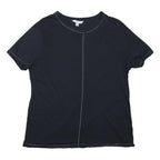 NEXT Womens Black T-Shirt UK 14 Short Sleeve Crew Neck Cotton Blend Casual Top