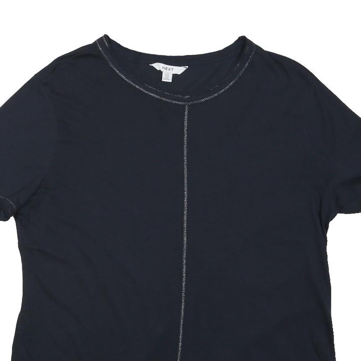 NEXT Womens Black T-Shirt UK 14 Short Sleeve Crew Neck Cotton Blend Casual Top