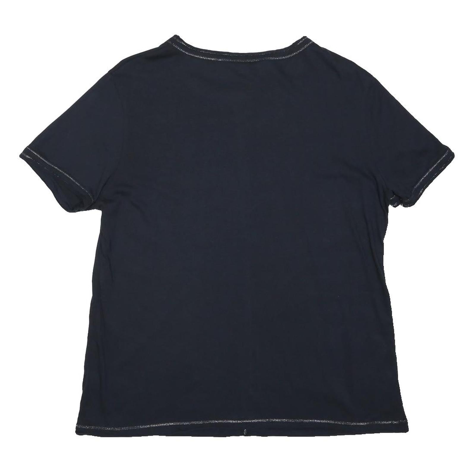 NEXT Womens Black T-Shirt UK 14 Short Sleeve Crew Neck Cotton Blend Casual Top