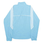 ADIDAS Womens Blue Sports Track Jacket UK 14 Polyester Zip Athletic Fit