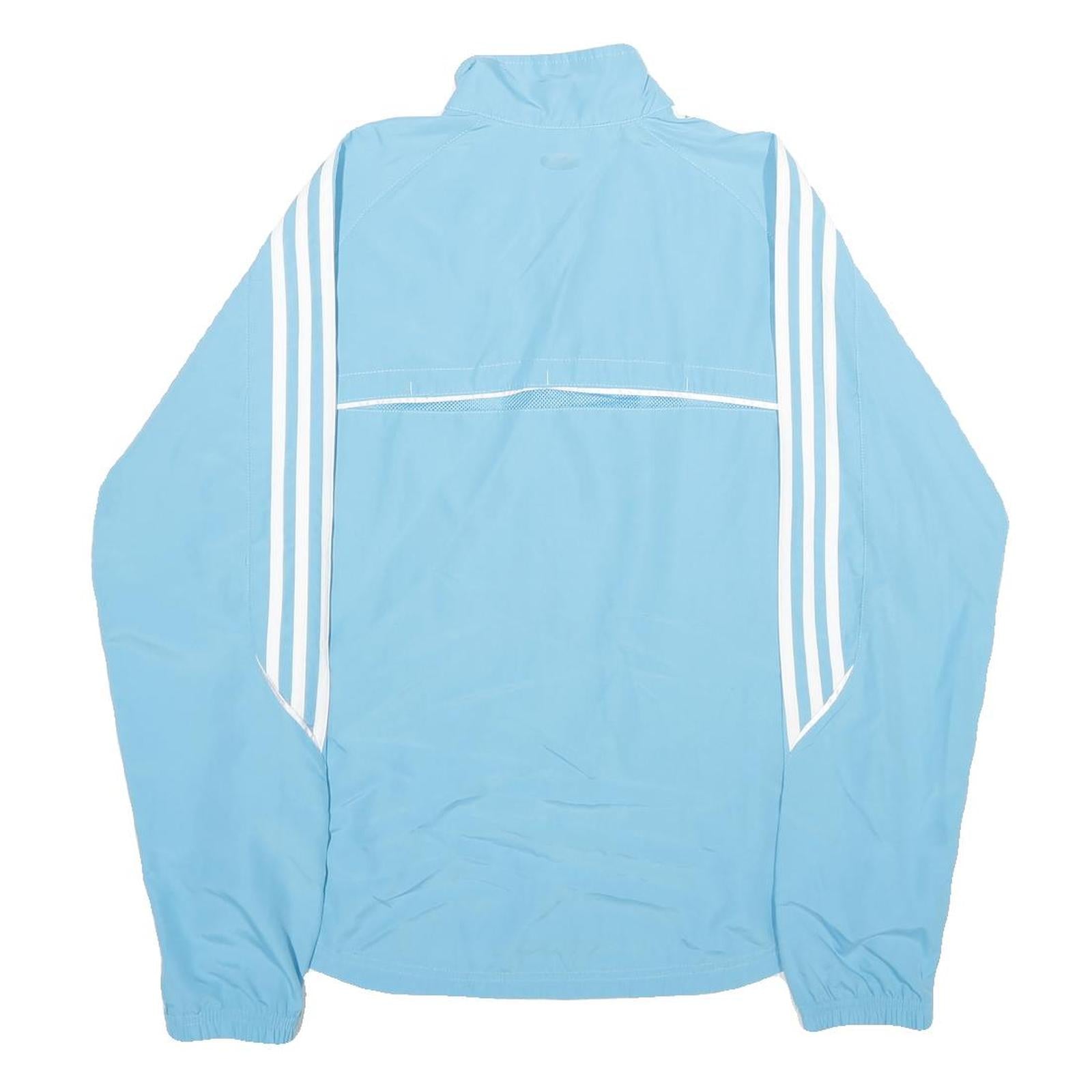 ADIDAS Womens Blue Sports Track Jacket UK 14 Polyester Zip Athletic Fit