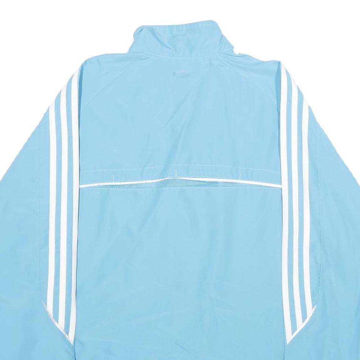 ADIDAS Womens Blue Sports Track Jacket UK 14 Polyester Zip Athletic Fit