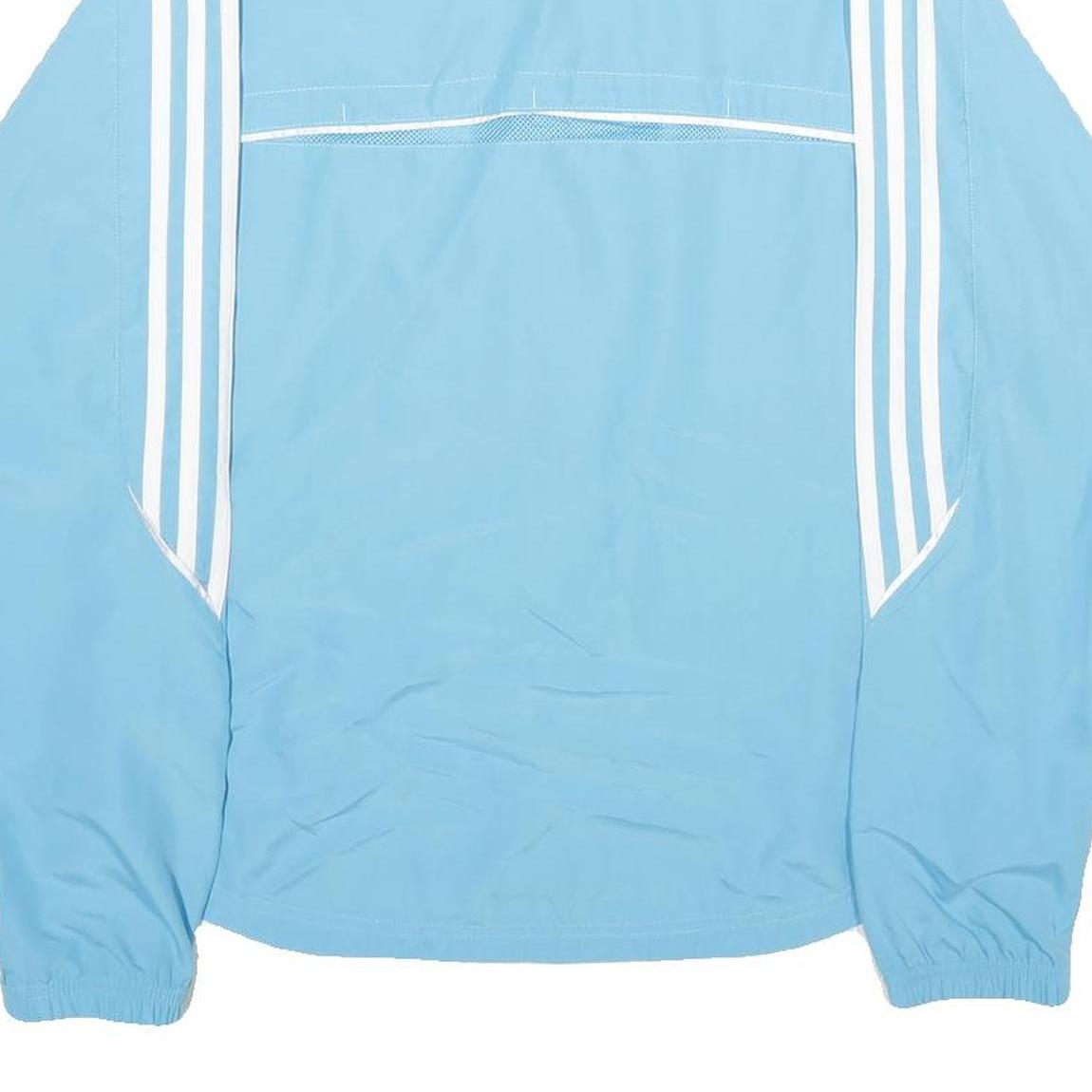 ADIDAS Womens Blue Sports Track Jacket UK 14 Polyester Zip Athletic Fit