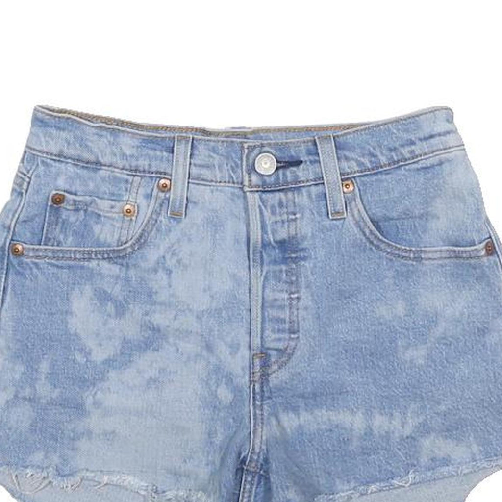 LEVI'S Womens Denim Blue Casual Shorts S W25 Distressed Raw Hem