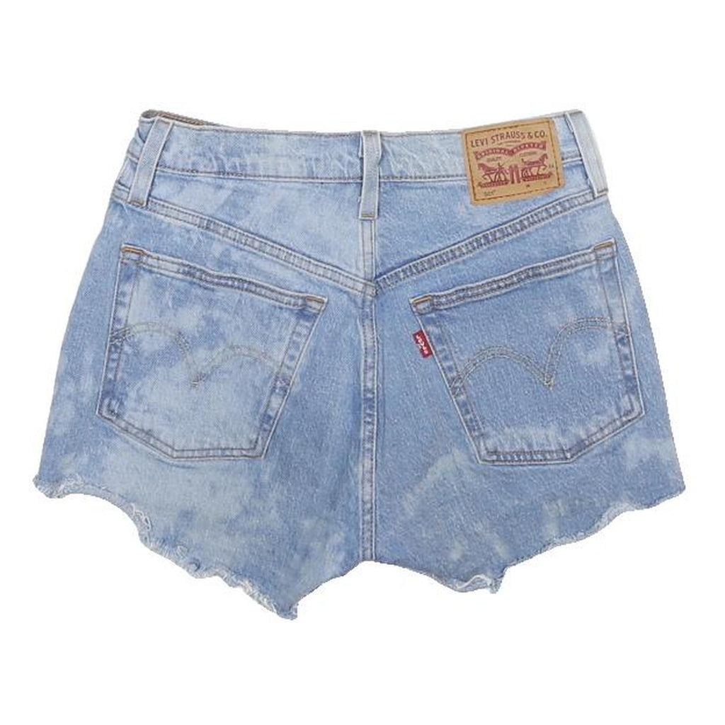 LEVI'S Womens Denim Blue Casual Shorts S W25 Distressed Raw Hem