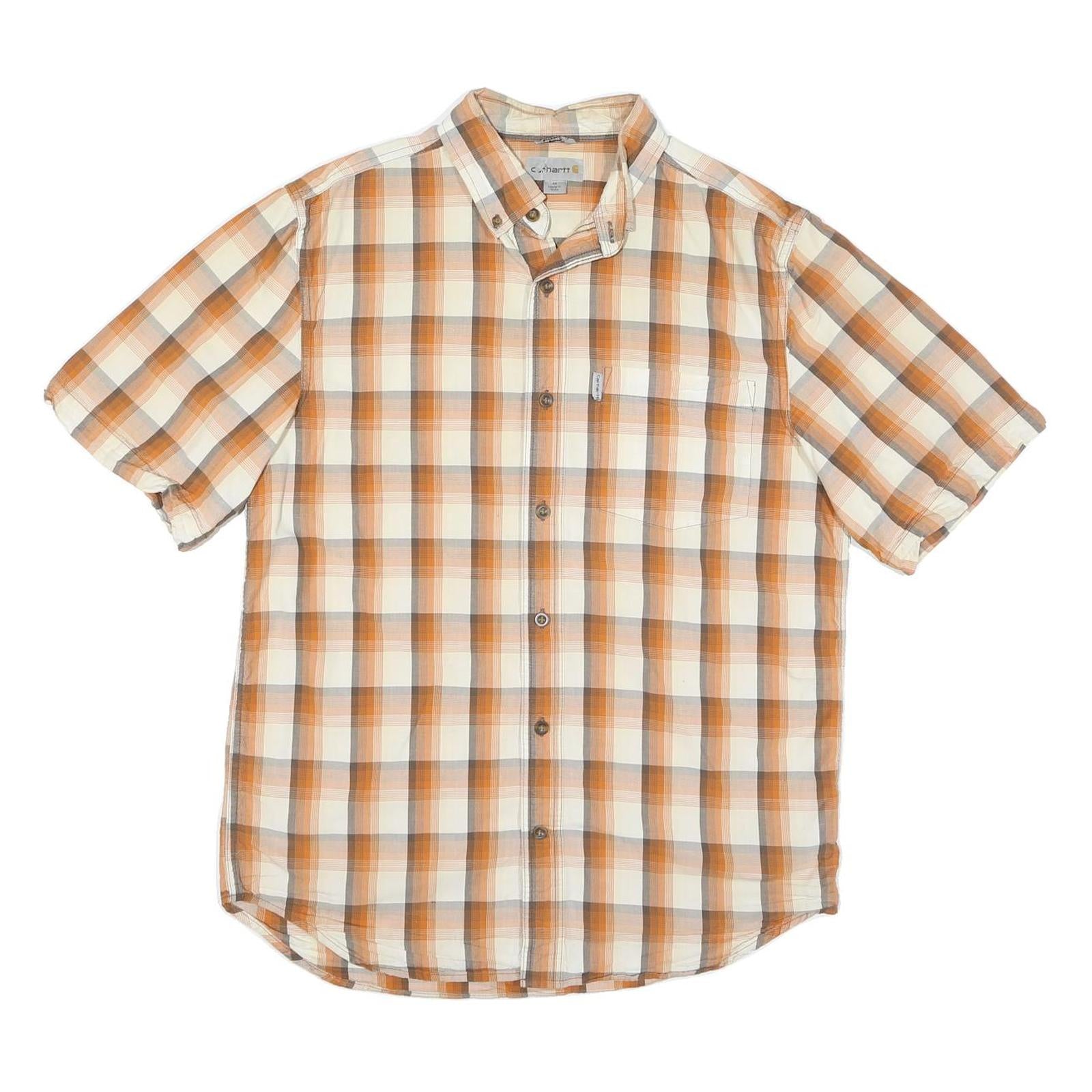 CARHARTT Mens Beige & Orange Check Shirt M Button-Down Collar Summer Casual