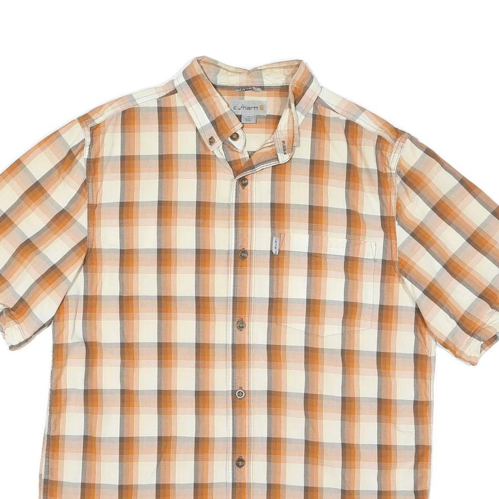 CARHARTT Mens Beige & Orange Check Shirt M Button-Down Collar Summer Casual