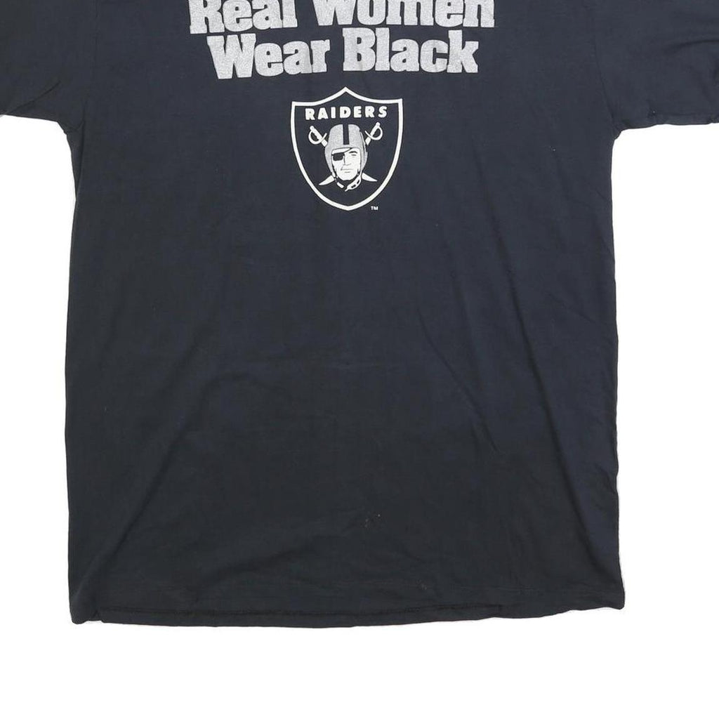 STEDMAN Mens Black Raiders Graphic T-Shirt XL Short Sleeve Crew Neck Cotton