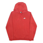 NIKE Mens Red Pullover Hoodie M Cotton Blend Long Sleeve Drawstring Pocket
