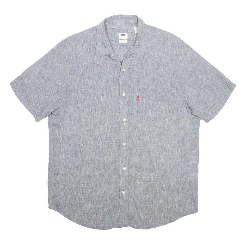 LEVI'S Mens Blue Linen Blend Shirt L Casual Summer Lightweight Button Up