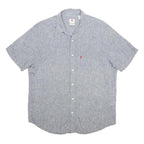 LEVI'S Mens Blue Linen Blend Shirt L Casual Summer Lightweight Button Up