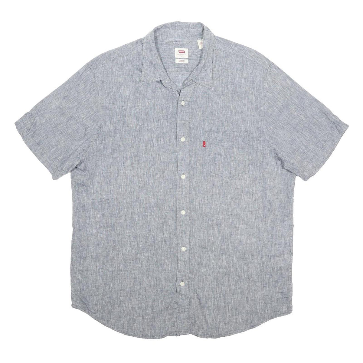 LEVI'S Mens Blue Linen Blend Shirt L Casual Summer Lightweight Button Up