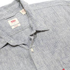 LEVI'S Mens Blue Linen Blend Shirt L Casual Summer Lightweight Button Up