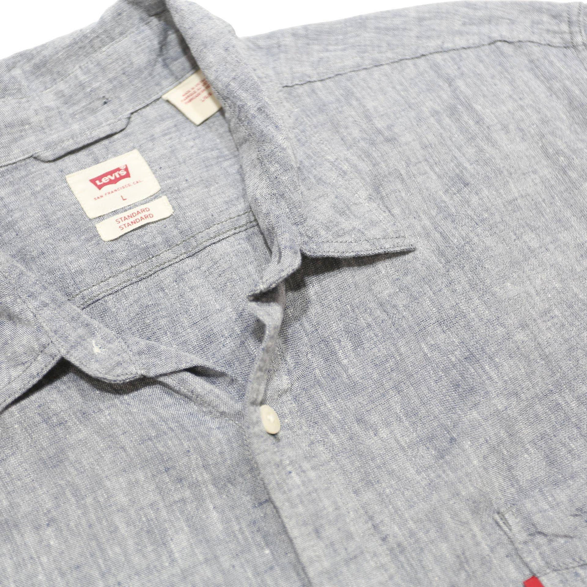LEVI'S Mens Blue Linen Blend Shirt L Casual Summer Lightweight Button Up