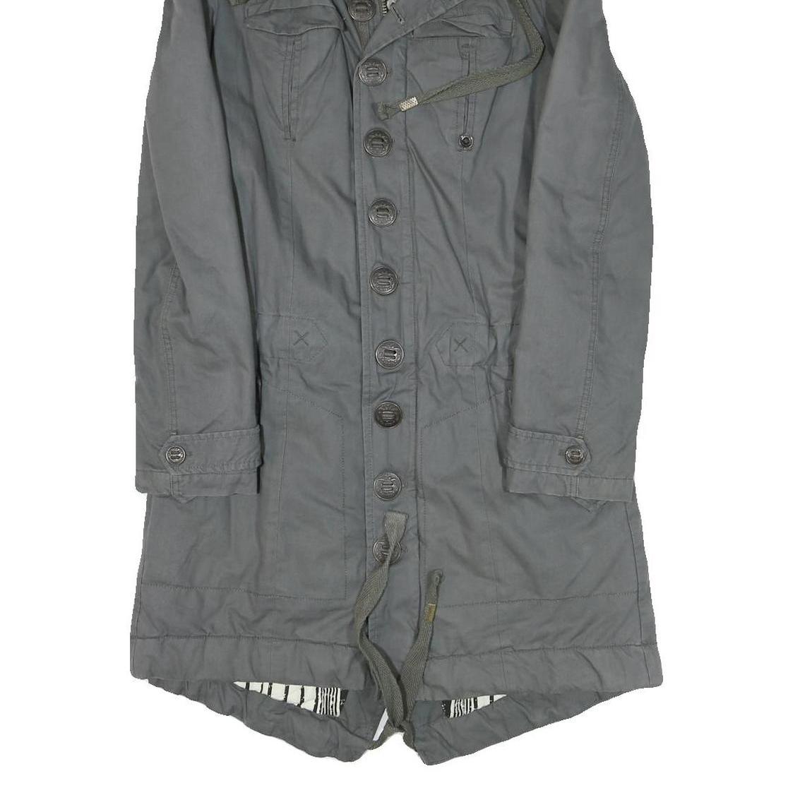 DIESEL Womens Grey Cotton Blend Jacket M Plain Zip Hooded Stylish Winter Wear