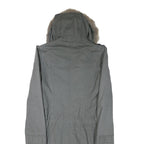 DIESEL Womens Grey Cotton Blend Jacket M Plain Zip Hooded Stylish Winter Wear