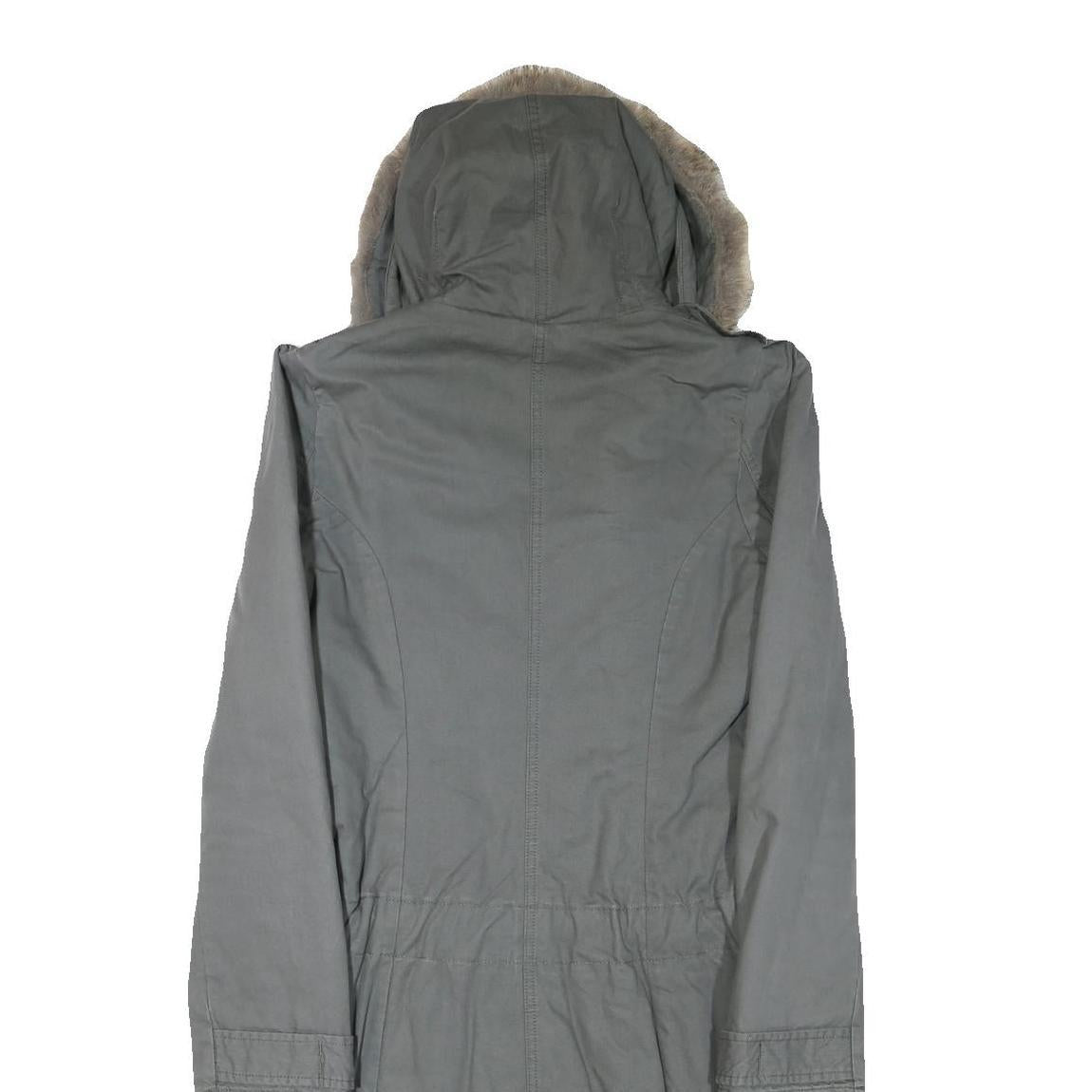 DIESEL Womens Grey Cotton Blend Jacket M Plain Zip Hooded Stylish Winter Wear