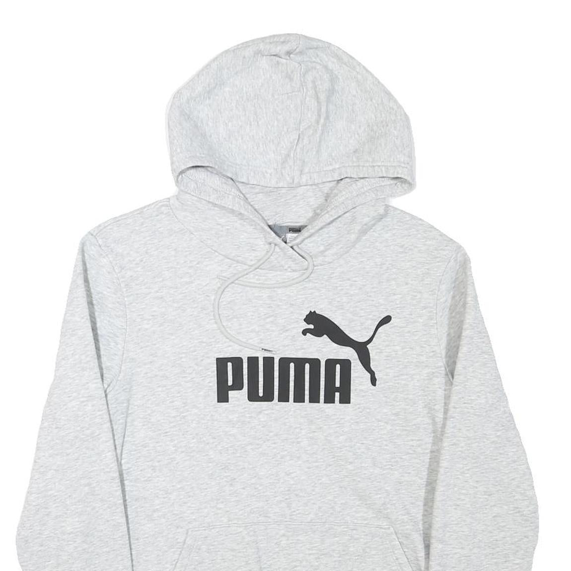 PUMA Womens Grey Hoodie M Cotton Blend Pullover Casual Sportswear