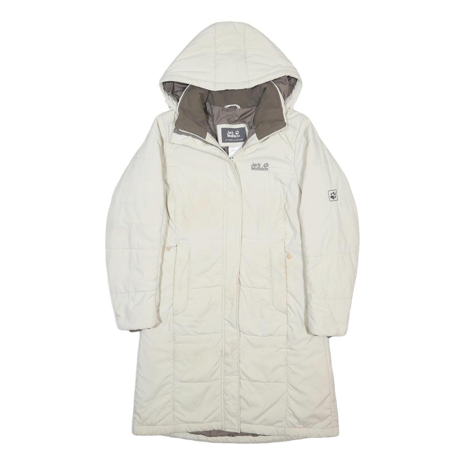 JACK WOLFSKIN Womens White Outdoor Jacket UK 6 Polyester Zip Hooded Plain