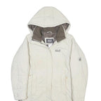 JACK WOLFSKIN Womens White Outdoor Jacket UK 6 Polyester Zip Hooded Plain