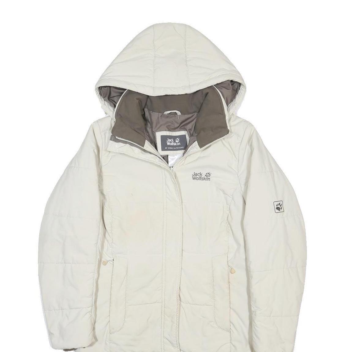 JACK WOLFSKIN Womens White Outdoor Jacket UK 6 Polyester Zip Hooded Plain