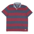 TOMMY HILFIGER Mens Blue & Red Striped Short Sleeve Polo Shirt XL Cotton Blend