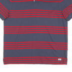 TOMMY HILFIGER Mens Blue & Red Striped Short Sleeve Polo Shirt XL Cotton Blend