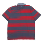 TOMMY HILFIGER Mens Blue & Red Striped Short Sleeve Polo Shirt XL Cotton Blend