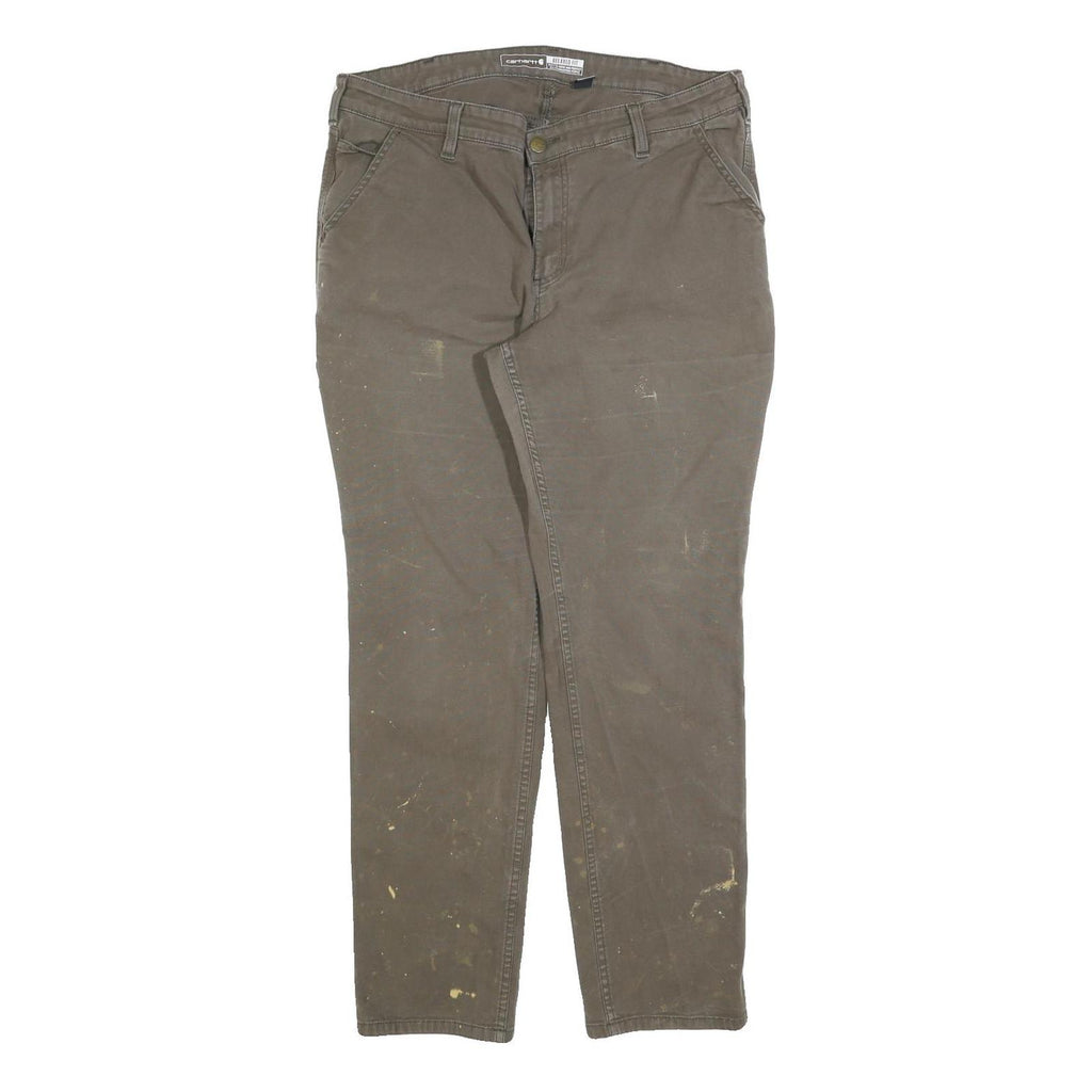 CARHARTT Womens Relaxed Fit Workwear Brown Cotton Blend Jeans W34 L30 Durable