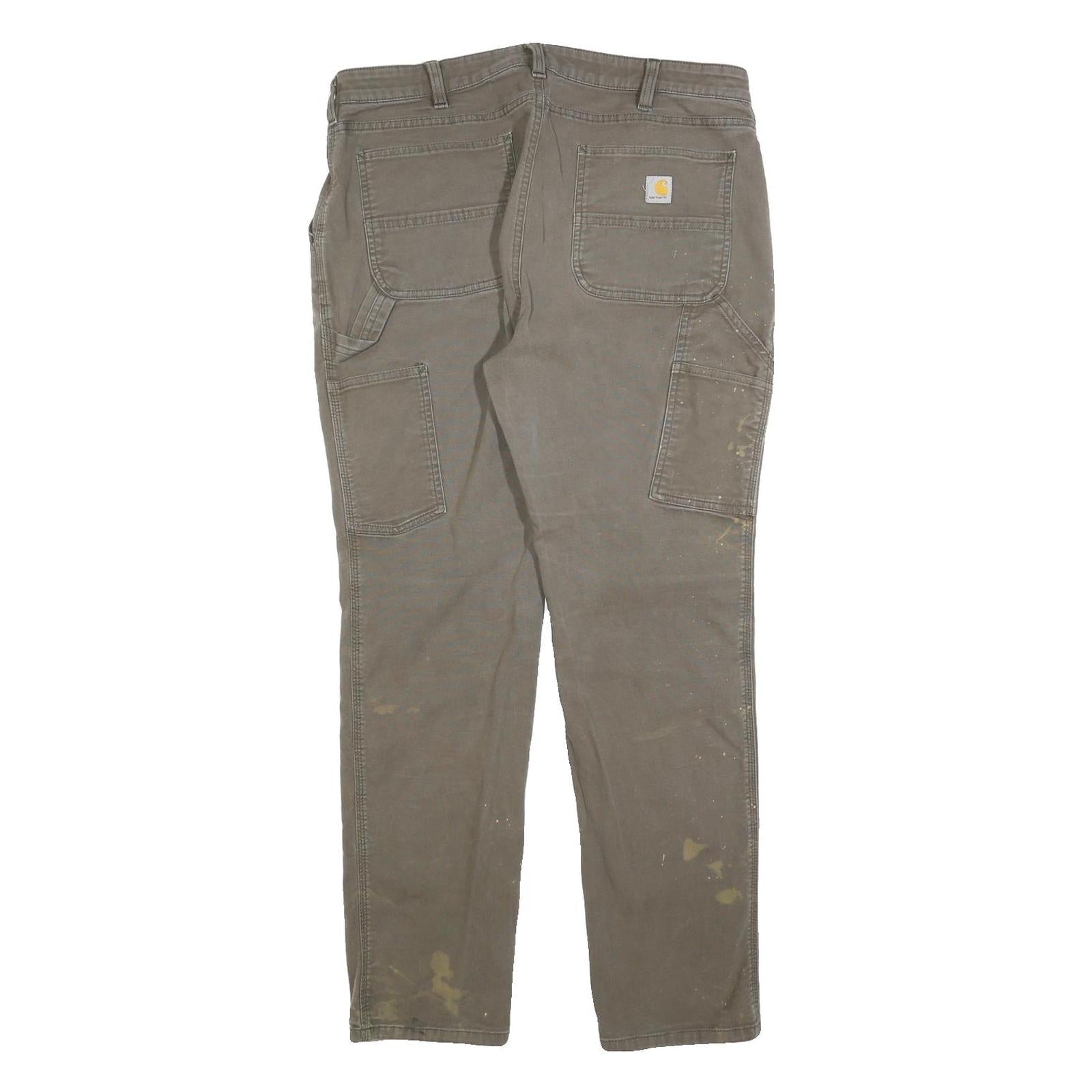 CARHARTT Womens Relaxed Fit Workwear Brown Cotton Blend Jeans W34 L30 Durable