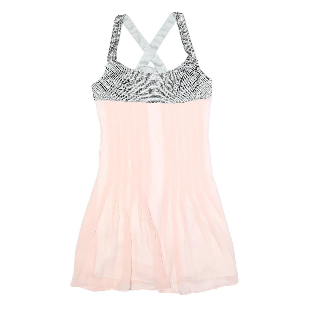 CHANEL Womens Pink & Silver Silk Pleated Mini Dress UK 4 Sleeveless Strappy
