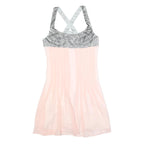 CHANEL Womens Pink & Silver Silk Pleated Mini Dress UK 4 Sleeveless Strappy