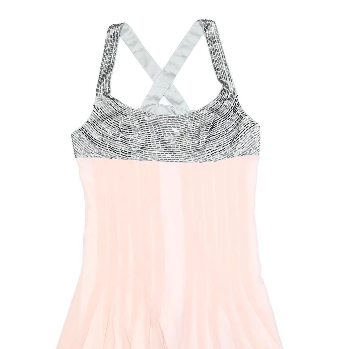 CHANEL Womens Pink & Silver Silk Pleated Mini Dress UK 4 Sleeveless Strappy