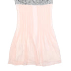 CHANEL Womens Pink & Silver Silk Pleated Mini Dress UK 4 Sleeveless Strappy