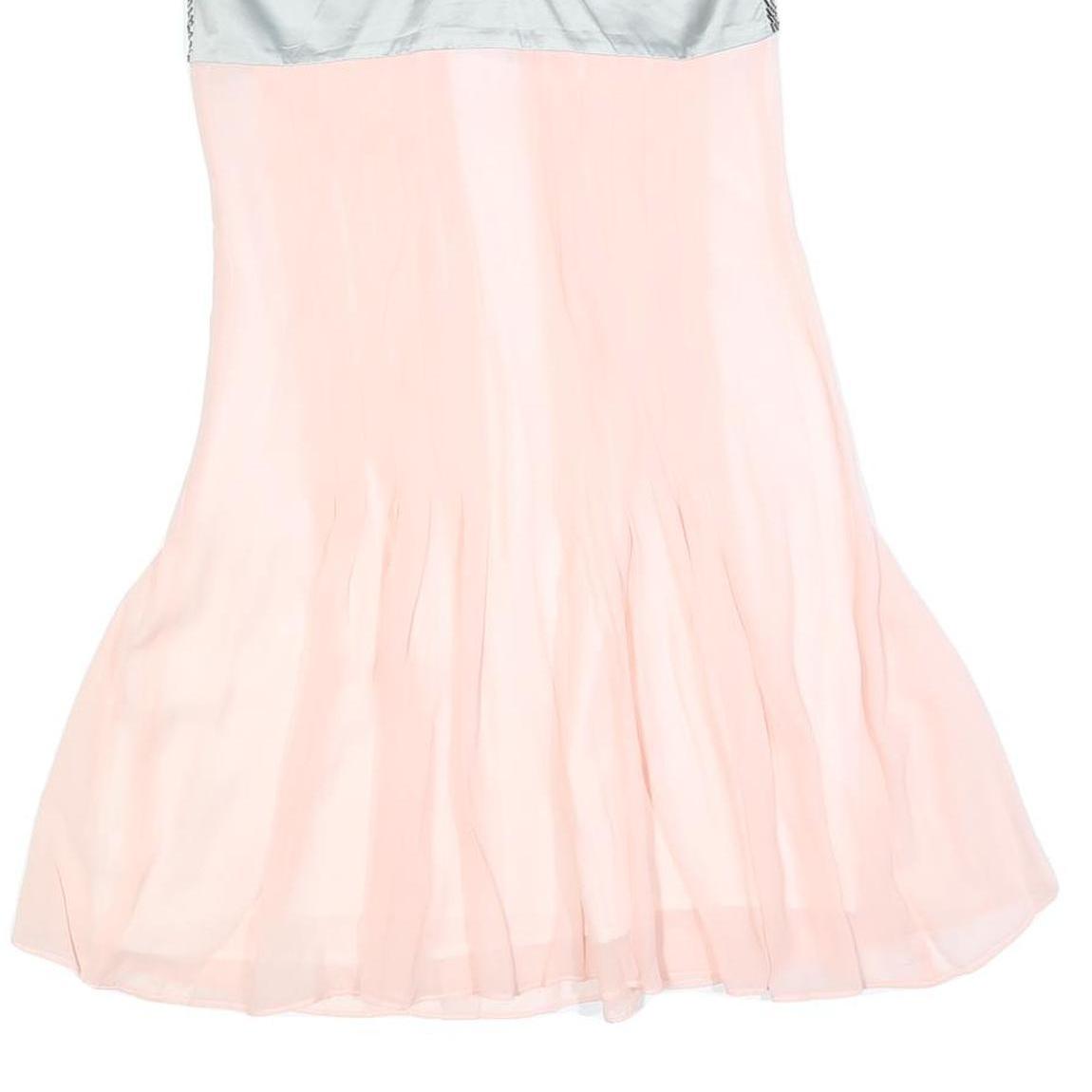 CHANEL Womens Pink & Silver Silk Pleated Mini Dress UK 4 Sleeveless Strappy