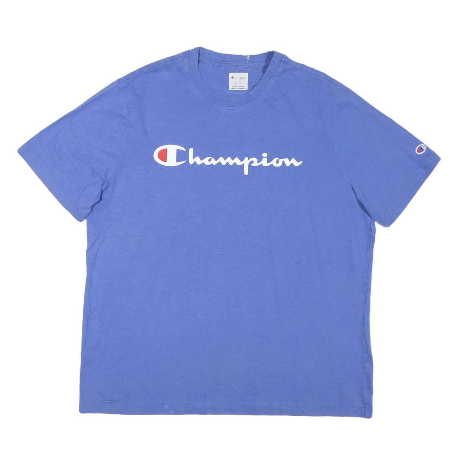 CHAMPION Mens Blue XL Short Sleeve Crew Neck Graphic T-Shirt Cotton Blend